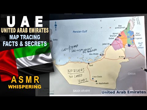 ASMR: Outline map of UNITED ARAB EMIRATES with Facts and Secrets | ASMR whispering words