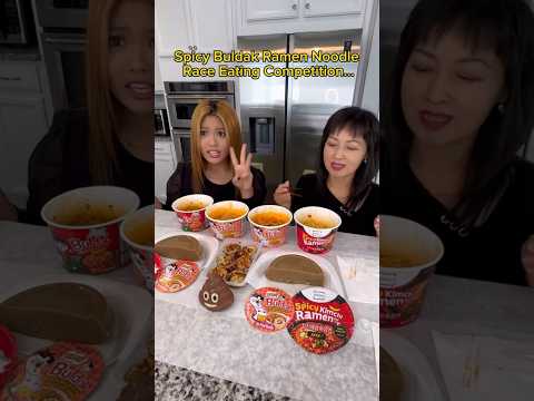 SPICY BULDAK NOODLE RACE! #shorts #viral #mukbang