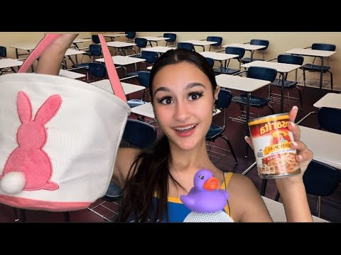 ASMR POV| You sit next to the RANDOM girl who has WERID stuff in her bag?!