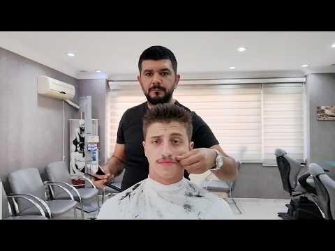 ASMR Turkish Barber haircut and beard machine shave (student haircut) also hair washing head massage