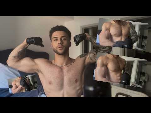ASMR Male - IF you like it fast and aggressive.. 👀 black glove bicep flexing, scratching & massaging