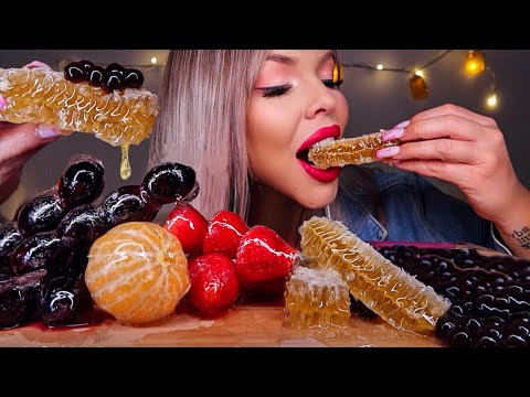 MOST POPULAR FOOD FOR ASMR *HONEYCOMB, CANDIED FRUITS TANGHULU, TAPIOCA PEARLS BOBA* MUKBANG 먹방