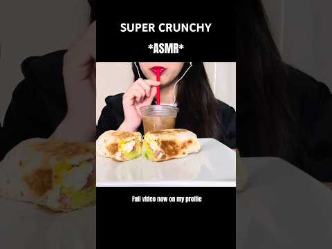 ASMR - CRUNCHY BURRITO and ICED COFFEE 🤤😮‍💨 - #asmr #asmrsounds #eatingsounds #icedcoffee #shorts