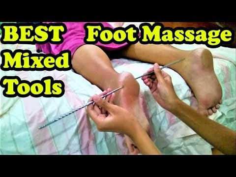 Intense Relaxing Foot Massage with Stick and Brush Full ASMR - Episode 29