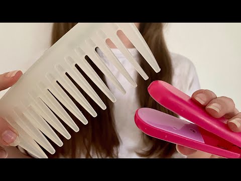 ASMR Straightening your hair | hair brushing | hair combing | no talking