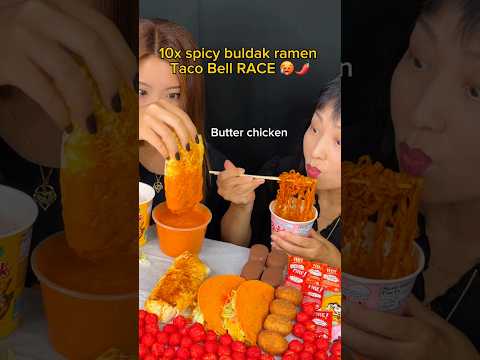 10x spicy buldak ramen Taco Bell burritos race #food #eating #race