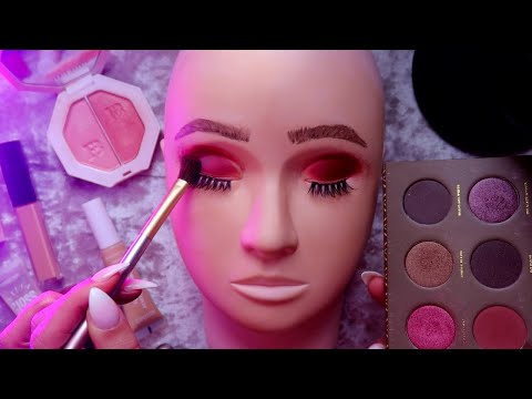 [ASMR] Makeup On Mannequin Head Relaxing Whispers, Tapping, Makeup Sounds