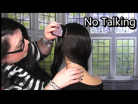 ASMR Hair Play (NO TALKING) Back Scratching with Long Nails, Hair Brushing, Spray Sounds