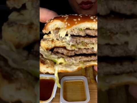 Trying a double Big Mac #asmr #food #ytviral #mcdonalds #fastfood