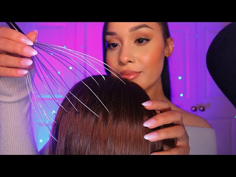 ASMR 100% Hair play for headaches and sleep ( hair brushing, scalp scratching, scalp massage )