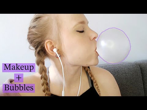 ASMR - Sister does your makeup | gum chewing, bubbles