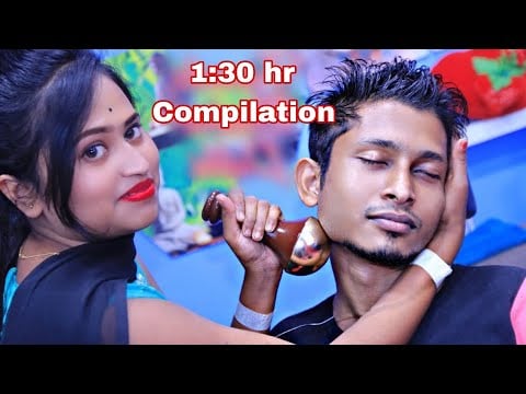 1:30 hr ASMR Massage Compilation By Indian Female Barber | Hot Kansu Massage | Fire Massage ASMR