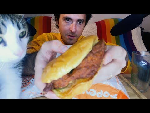 ASMR POPEYES BLACKENED CHICKEN SANDWICH ! * no talking bites only mukbang * 먹방