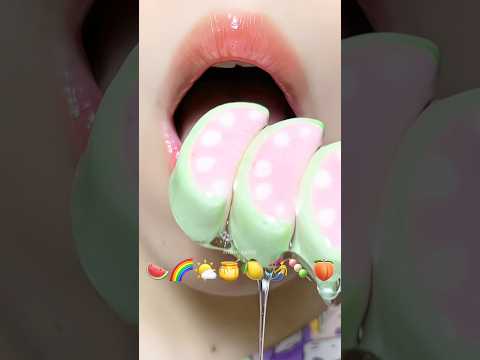 Asmr Eating Emoji Food 🌤️🍡🍑 Next Emoji?? #asmr #mukbang #eatingsounds #satisfying #emojichallenge
