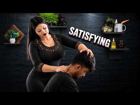 Indian Woman Doing Most Satisfying ASMR Head, Neck, Ear and Forehead Massage | Instant Stress Relief