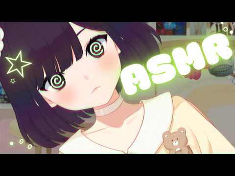 【ASMR】hangout with a weird otaku girl..🖤💦 first time doing ASMR... brushing, breathing, ear tapping😴
