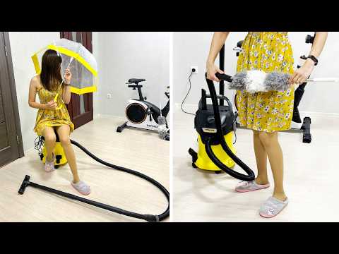 Rainy Day Corridor Cleaning in a Yellow Dress | Relaxing ASMR💛🧹