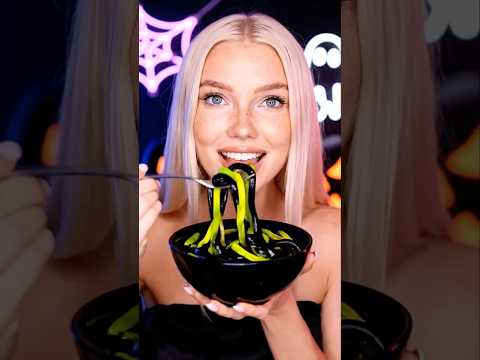 Would You Try Black Worm Pasta on Halloween 🕷️💚 ASMR