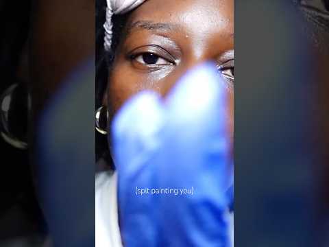 ASMR SKIN CHECK & SPIT PAINTING 🤍  #asmrtingles #asmrspitpainting #asmrshorts