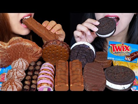 ASMR TWIX CANDY ICE CREAM BARS, BOBA SAMANCO ICE CREAM, OREO ICE CREAM SANDWICH, MERINGUE, PASTRY 먹방