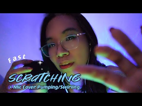 ASMR:  ⚡️FAST Mic & Face Scratching (+ Mic Cover Pumping/Swirling) 🌧️[Binaural, No Talking]