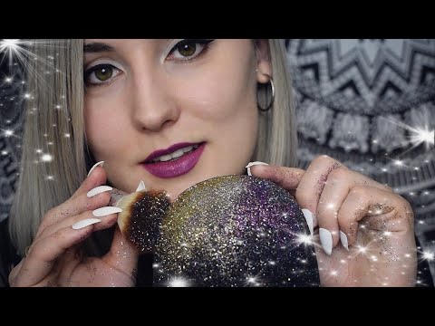 Glitter Mic Brushing & Stroking (whispers) | SATISFYING visual triggers | ASMR