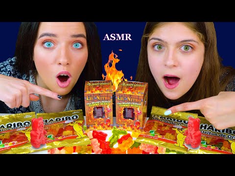 ASMR GUMMY FOOD RACE WITH WORLDS HOTTEST GUMMY BEAR | EATING SOUND