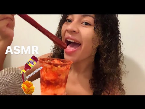 ASMR Español- COMIENDO UNA MANGONADA con CHAMOY , TAJIN y PALETA DE TAMARINDO
