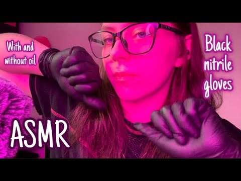 ASMR Black nitrile gloves and oil | Minimal talking 