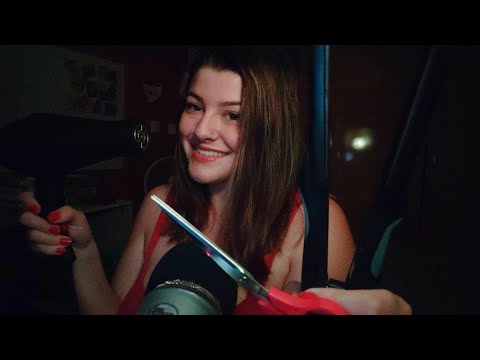 ASMR • cortando, secando e passando chapinha no seu cabelo!