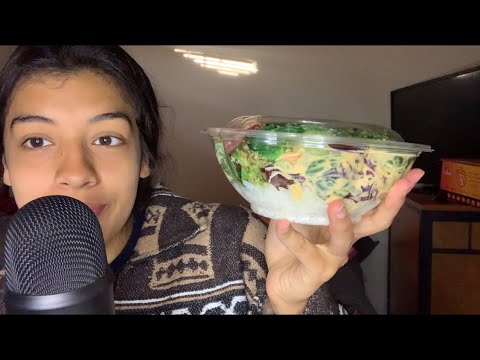 ASMR Poke Bowl Mukbang + Ramble - Eat With Me (whispered)