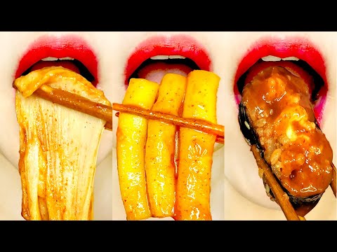 asmr SPICY CHEESE TTEOKBOKKI GIMBAP 신전 치즈 떡볶이 먹방 EATING SOUNDS MUKBANG