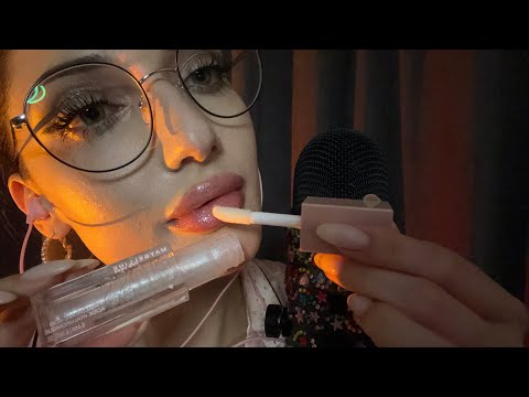 ASMR| Up Close Lipgloss Application (mouth sounds + lip smacking)