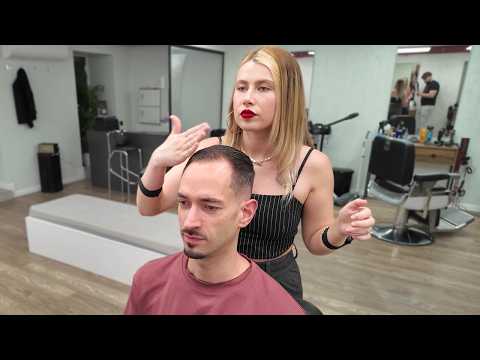 Moldova's TOP BARBER Valeria: Haircut, Shave and Massage [ASMR] - Chișinău 🇲🇩