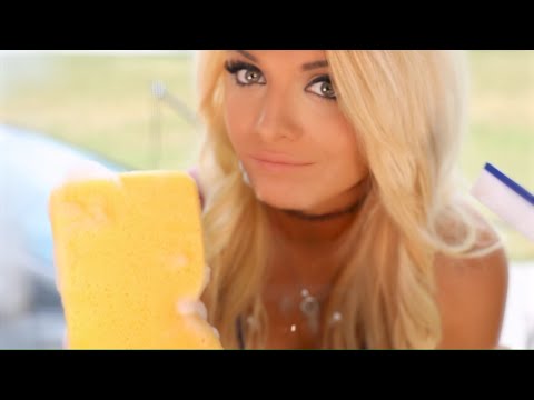 ASMR | Cheerleader Car Wash Roleplay | Visual Triggers, Sponge