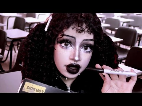 Obsessed Goth Girl in the back of class draws you (Wlw) ASMR Roleplay, Makeup Application