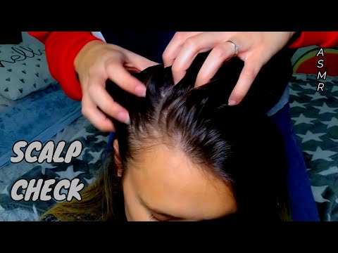 ASMR Scalp Check, Nitpicking and Scalp Treatment (combing, hair parting, real person) - No Talking