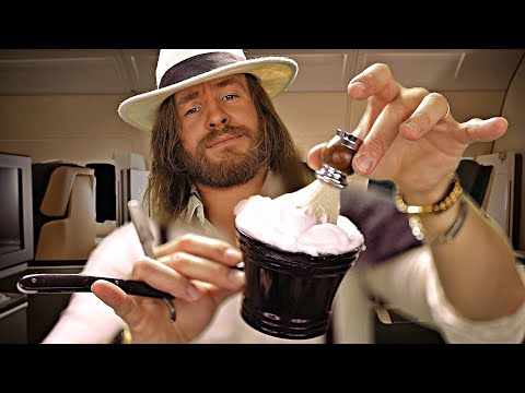 [ASMR] Luxury First Class Plane✈️Cut Throat Razor Shave🪒💈