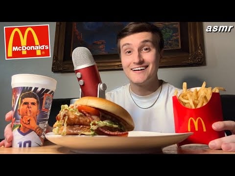 ASMR | NEW McDonald’s Caesar Chicken Sandwich Review 🍟 (Mukbang)