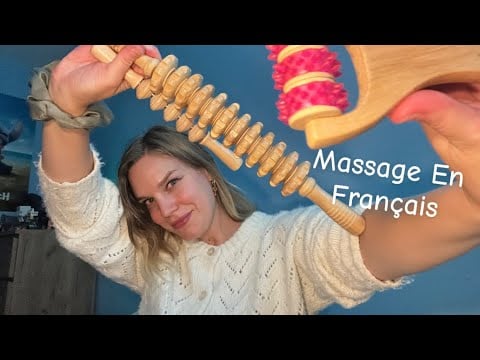 [ASMR] Fast & Aggressive Massage | Bare Hands + Wooden Rollers | In French + Positive Affirmations