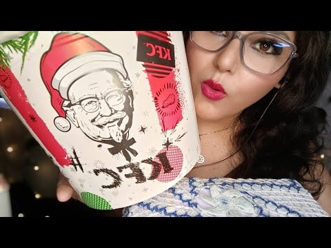 ASMR Comiendo pollo  KFC 😋 estrenamos intro Navideña 🎄☃️
