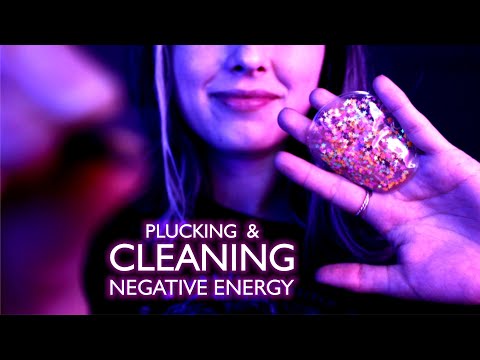 ASMR PLUCKING NEGATIVE ENERGY WITH OBJECTS, ASMR CLEANING ENERGY, ASMR HAND MOVEMENTS MOUTH SOUNDS