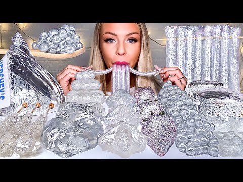 ASMR SILVER FOOD, GIANT HERSHEY KISS, EDIBLE SILVER LEAF, STAR JELLY, BOBA, SILVER HEART MUKBANG 먹방