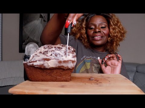 CHOCOLATE LOAF VANILLA TOPPING ASMR EATING SOUNDS