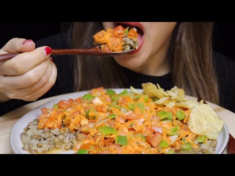 ASMR MUJADARA (LENTILS WITH RICE) SALAD CHIPS MUKBANG no talking CREMA ASMR #asmr #mukbang #mujadara