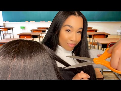 ASMR Toxic Friend Does Your Hair In The Back Of The Class 💇‍♀️😈 (She Ruins It)