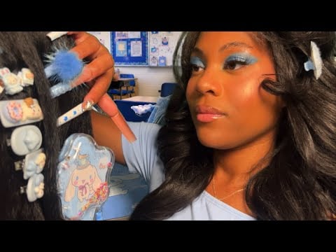 ASMR POV: Cinnamoroll Girl Brushes Your Hair in the Back of Class 💙 Hair Play & Scalp Massage