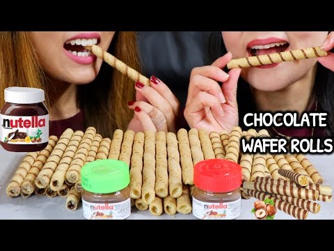 ASMR CHOCOLATE WAFER ROLLS AND NUTELLA 누텔라 먹방 | Kim&Liz ASMR