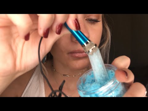 ASMR- [MINI MICROPHONE] CLOUD SLIME/ CLOSE UP WHISPERING