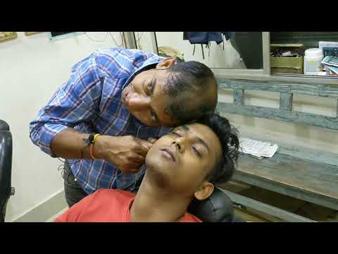 Asim barber Continuous Upper body and head massage with neck ear and hair cracking | Indian ASMR